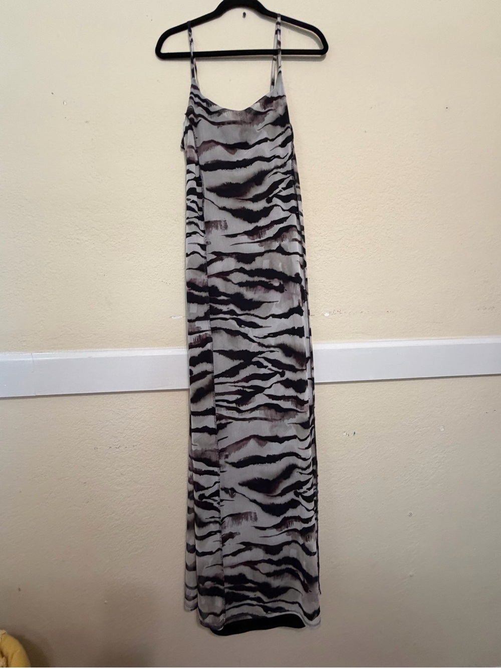 ASOS Sleek Zebra-Print Slip Dress in Black and Cream - Picture 5 of 8